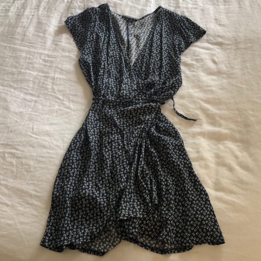 Brandy Melville navy floral wrap dress